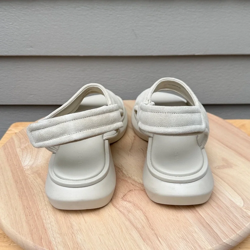 Vince Glyn Suede Platform Sandals Bone White Slingback Womens 9 EUR 40